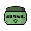 Cosmetic jar aloe vera product icon, Flat design