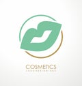 Cosmetic line logo design idea with mint green lips