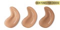 Cosmetic liquid foundation makeup concealer paint. 3d vector tone promo for different skin color types