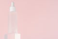 Cosmetic liquid mockup in white bottle. Hyaluronic acid oil, serum with collagen and peptides skin care product on