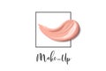 Cosmetic Logo concept. Design of Lliquid foundation smudge smear stroke. Makeup design template with place for text