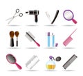Cosmetic, make up and hairdressing icons Royalty Free Stock Photo
