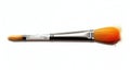 Cosmetic Makeup Brush With Orange Handle On White Background