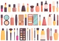 Cosmetic makeup icons set cartoon . Skincare bag Royalty Free Stock Photo