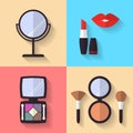 Cosmetic and Makeup Vector flat Icons Royalty Free Stock Photo