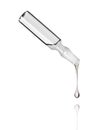 Cosmetic or medical ampoule with falling drop down on white Royalty Free Stock Photo