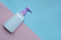 Cosmetic mock up bottles on pastel background, Minimal makeup fashion concept