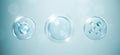 cosmetic moisturizer water molecule, Cosmetic Essence, Liquid bubble, Molecule inside Liquid Bubble on water background