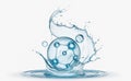 Cosmetic moisturizer water molecule, Cosmetic Essence, Liquid bubble, Molecule inside Liquid Bubble on water background