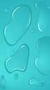 Cosmetic moisturizing liquid drops on green blue pastel background. Toner or lotion. Hyaluronic serum. Vector illustration