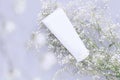 Cosmetic nature organic skincare concept. whitening cosmetic in white tube container with blank label for branding packaging