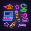 Cosmetic neon icons Royalty Free Stock Photo