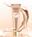 Cosmetic package design, blank foundation tube mockup for design uses in complexion color tone.