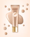 Cosmetic package design, blank foundation tube mockup for design uses in complexion color tone.