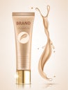 Cosmetic package design set, blank foundation tube mockup for design uses in complexion color tone