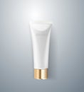 Cosmetic packaging design. White cream tube. 3d realistic vector illustration. Cosmetics mockup for branding. Royalty Free Stock Photo