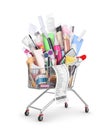 cosmetic and parfume in shopping trolley