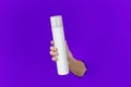 Cosmetic or Perfume Advertisement. Ready to use Item for Branding. Violet Chroma Isolated Background Photo for design