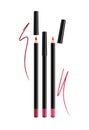 Cosmetic pink Make-up Eye liner Set Pencils with cap. Vector Iso