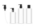 Cosmetic plastic bottle with black dispenser pump.