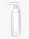 Cosmetic plastic bottle with dispenser pump. Liquid container for gel, lotion, cream. Beauty product package, vector