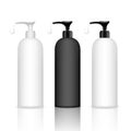 Cosmetic plastic bottle with dispenser pump. Liquid container for gel, lotion, cream, shampoo, bath foam. Royalty Free Stock Photo