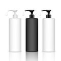 Cosmetic plastic bottle with dispenser pump. Liquid container for gel, lotion, cream, shampoo, bath foam. Royalty Free Stock Photo