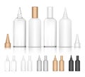 Cosmetic plastic bottle. Liquid container for gel, lotion, cream, skincare, medicine. Beauty product package.