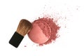 Cosmetic powder brush and crushed blush palette