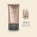 Cosmetic product, Foundation, concealer, cream with smear stroke, Vector Template