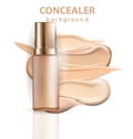 Cosmetic product, Foundation, concealer, cream with smear strokes. Template Vector.