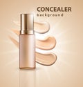 Cosmetic product, Foundation, concealer, cream with smear strokes. Template Vector.