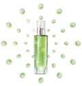 Cosmetic product, lotion,vegetable oil,natural cosmetics. Beautiful bottle with with drops Vector.