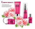 Cosmetic product pink color and Chinese flower