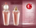 Cosmetic products with diamond on ads publication background