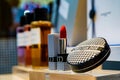 Cosmetic products on display in Christian Dior retail store