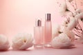 Cosmetic products flowers beauty. Generate Ai