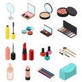 Cosmetic Products Set Isometric View. Vector