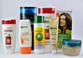 Cosmetic products for skin and hair care from global brands Garnier, L'Oreal, Biotique