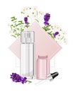 Cosmetic products spray bottles with place for brand Royalty Free Stock Photo