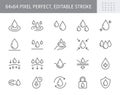 Cosmetic properties line icons. Vector illustration include icon - water shield, drop, absorb, lotion, serum, cosmetic Royalty Free Stock Photo