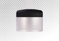 Cosmetic realistic plastic white cream jar with a black lid. Cosmetic beauty product package template,vector Royalty Free Stock Photo