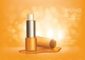 Cosmetic realistic vector lip balm ad background