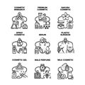 Cosmetic Research Set Icons Vector Black Illustration Royalty Free Stock Photo