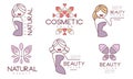 Cosmetic Salon Premium Quality Labels Set, Natural Beauty, Organic Cosmetics Badges Vector Illustration Royalty Free Stock Photo