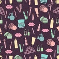 Cosmetic seamless pattern, accessories background.