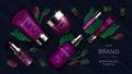 Cosmetic series with wild berries realistic vector Royalty Free Stock Photo