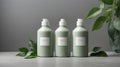 Cosmetic set of blank label bottles for mockup packaging of skincare product Royalty Free Stock Photo