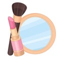 Makeup Cosmetics Accessories lipstick brush mirror Royalty Free Stock Photo