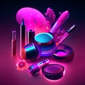 Cosmetic set. Makeup and beauty products. Vector illustration. AI Generated Royalty Free Stock Photo